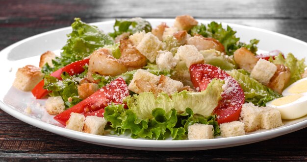 Delicious fresh salad with shrimp for the festive table