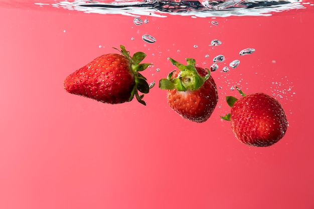 Delicious fresh strawberry in water