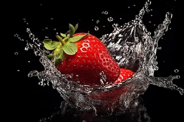 Delicious fresh strawberry in water