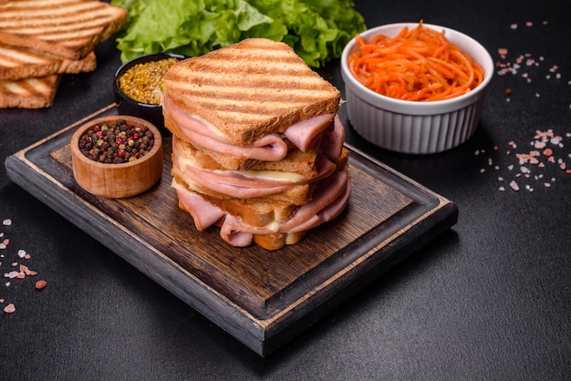 Delicious fresh toast grill with cheese and ham Sandwiches quick snack