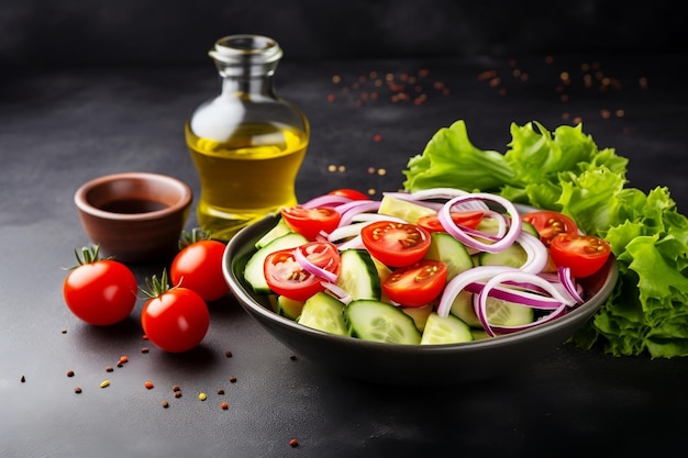 Delicious Fresh Vegetable Salad met Cherry Tomato en Cucumber Generative AI