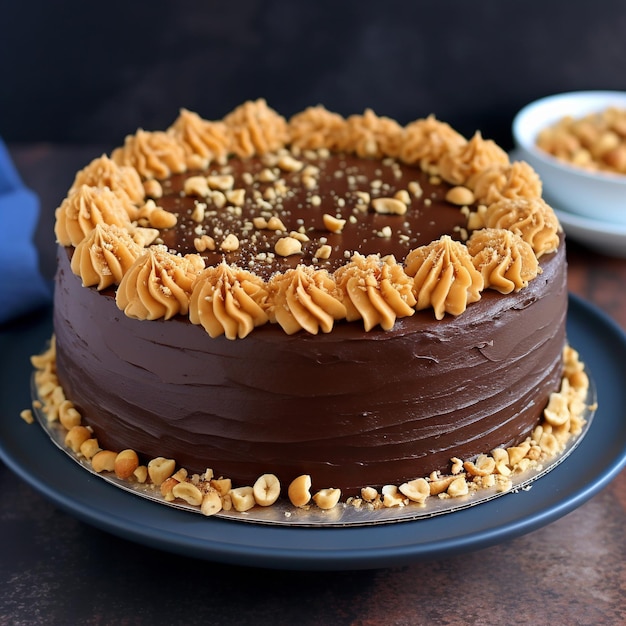 Delicious freshly baked peanut butter cake