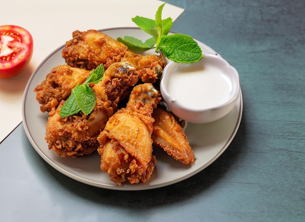 Photo delicious fried chicken on a plate