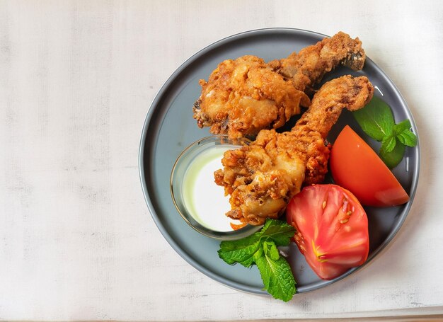 Photo delicious fried chicken on a plate