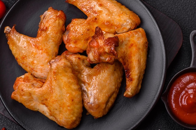Вкусные жареные куриные крылья с солеными специями и травами