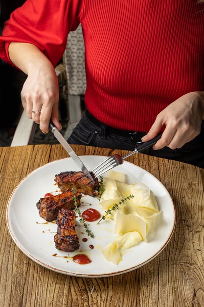 delicious fried ribs in sauce