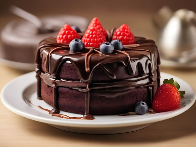 Delicious FrontView Chocolate Cake