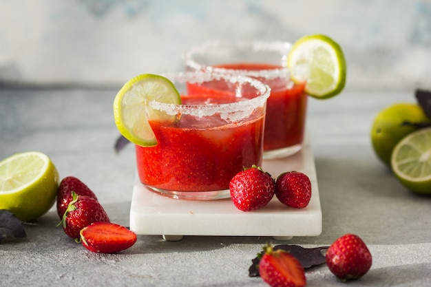 A delicious frozen strawberry cocktail