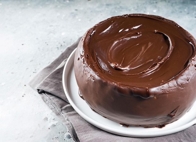 Фото Вкусный фруктовый и шоколадный торт на день рождения и место для копирования
