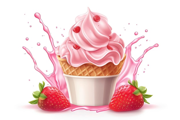 Photo delicious fruit ice creamai technology generated image