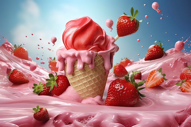 Photo delicious fruit ice creamai technology generated image