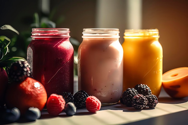 Delicious Fruit Milk Shake AI-technologie gegenereerd beeld