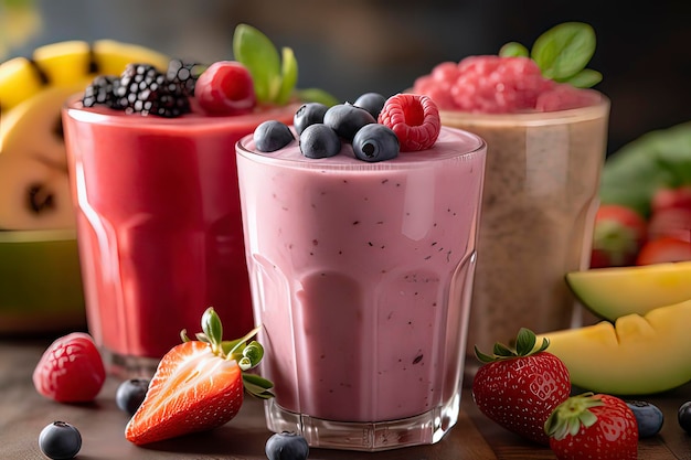 Delicious Fruit Milk Shake AI-technologie gegenereerd beeld