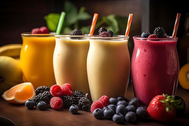 Delicious Fruit Milk Shake AI-technologie gegenereerd beeld