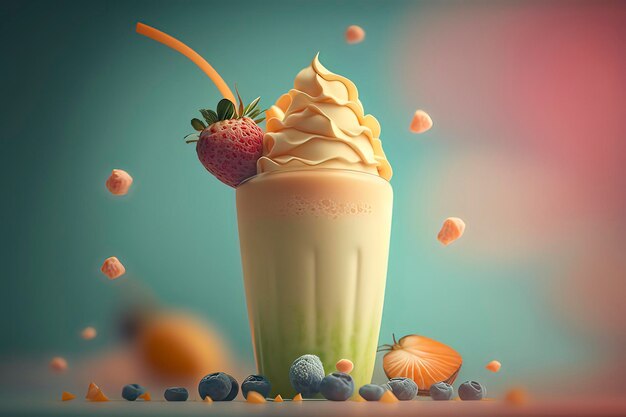 Delicious Fruit Milk Shake AI technology generated image