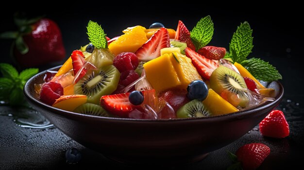 Photo delicious fruit salad bursting with colors