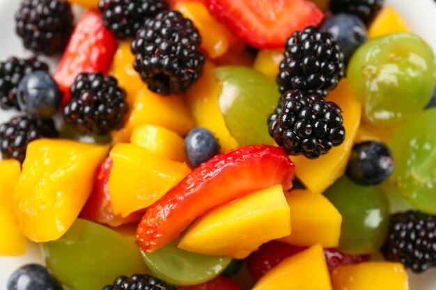 Delicious fruit salad closeup