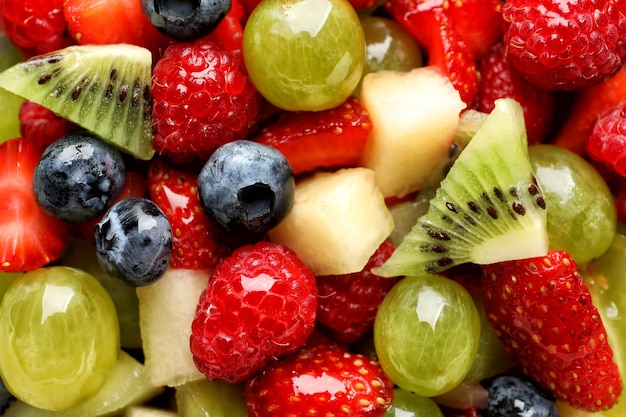 Delicious fruit salad closeup