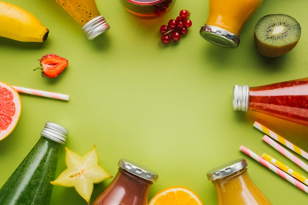 Delicious fruit and smoothies frame