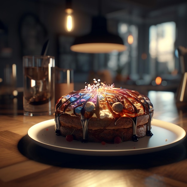 delicious galaxycake on a dining table in the kitchen