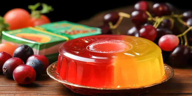 Delicious gelatin dessert of various fruits