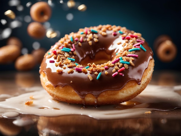 Delicious glazed donut is een zacht, pluizig, gegist deeg dat diep gebakken wordt en vervolgens in een s wordt bedekt.