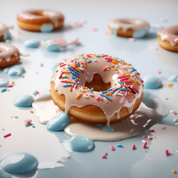 A delicious glazed donut sprinkles with a glossy and mouthwatering coating