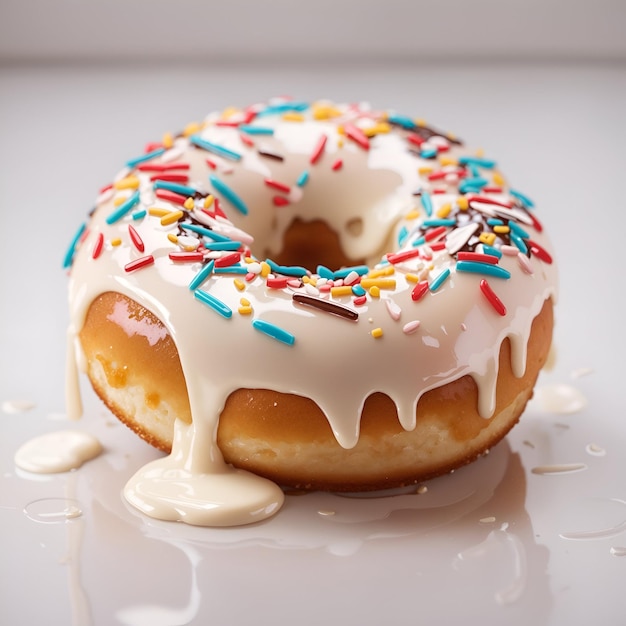 A delicious glazed donut sprinkles with a glossy and mouthwatering coating