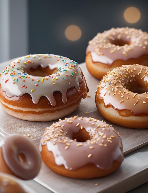 delicious glazed doughnuts Editorial Photography Shot on 70mm lens Depth of Field Bokeh