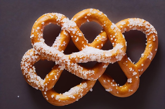 Foto delizioso brezel dorato con crosta lucida cosparsa di zucchero