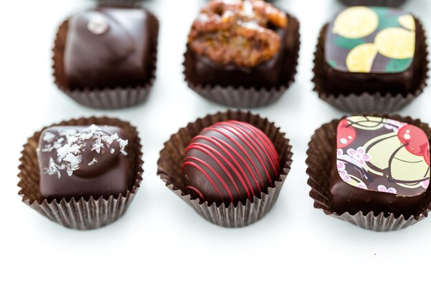 Delicious gourmet chocolate truffles hand made by professional chocolatier.