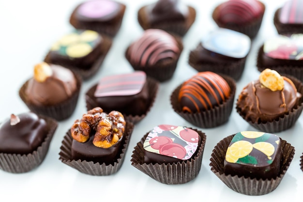 Delicious gourmet chocolate truffles hand made by professional chocolatier.