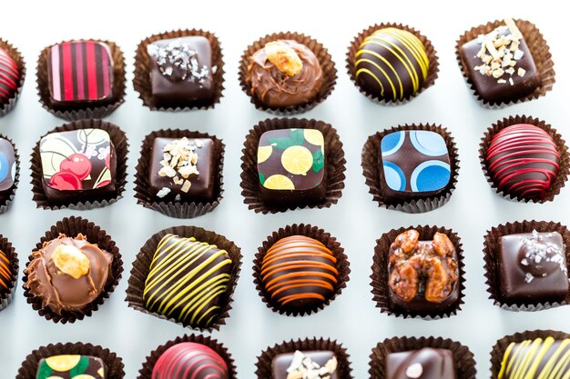 Delicious gourmet chocolate truffles hand made by professional chocolatier.