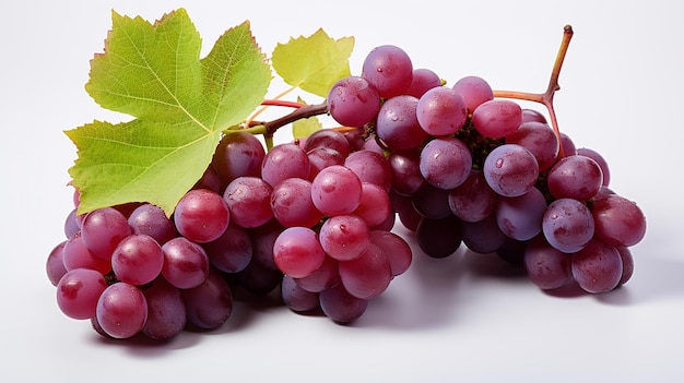 Delicious Grapes on White Background Food
