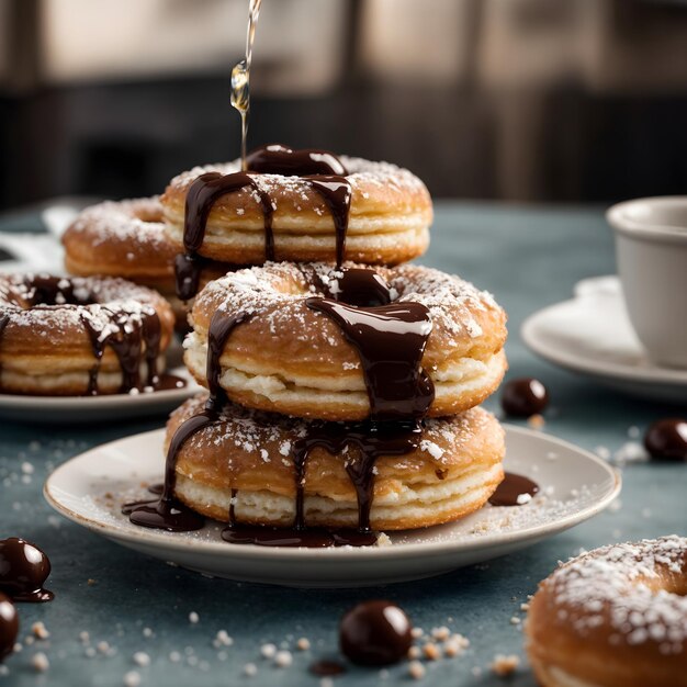 Delicious Greek Donuts with Chocolate Sauce