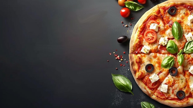 Photo delicious greek pizza with olives and feta cheese