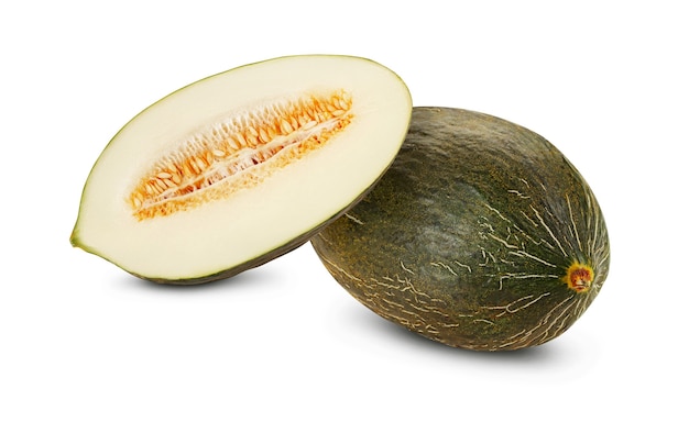 Delicious green tendral melon in crosssection