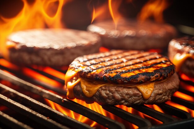 A delicious grilled beef patty topped with melted cheese Generated by AI