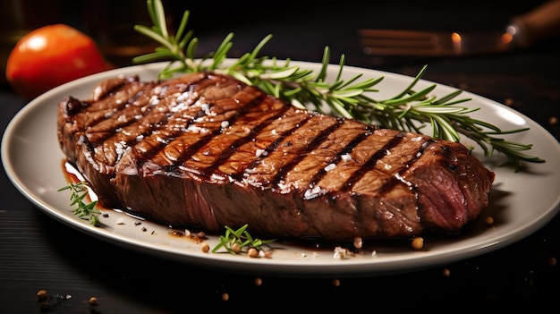 Delicious grilled beef steak on a plate