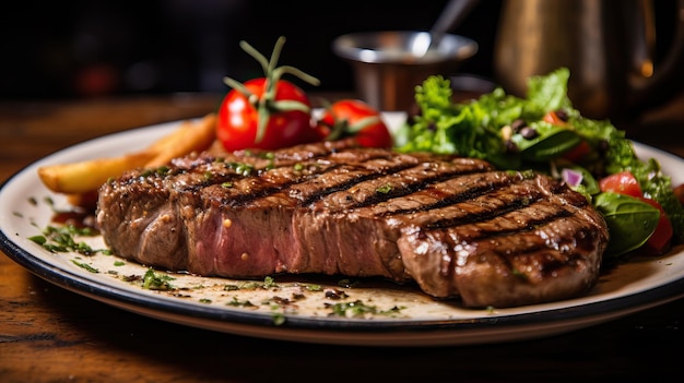 Delicious grilled beef steak on a plate