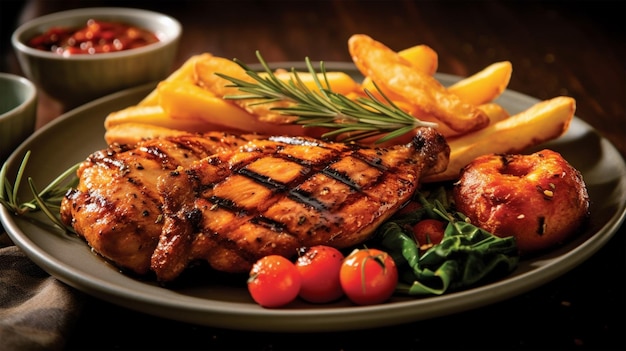 delicious grilled chicken chop western food