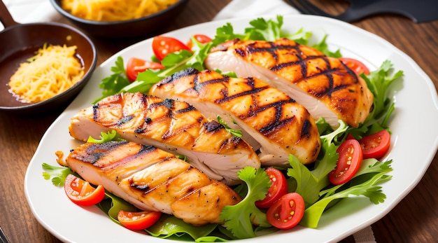 a delicious grilled chicken with vegetables