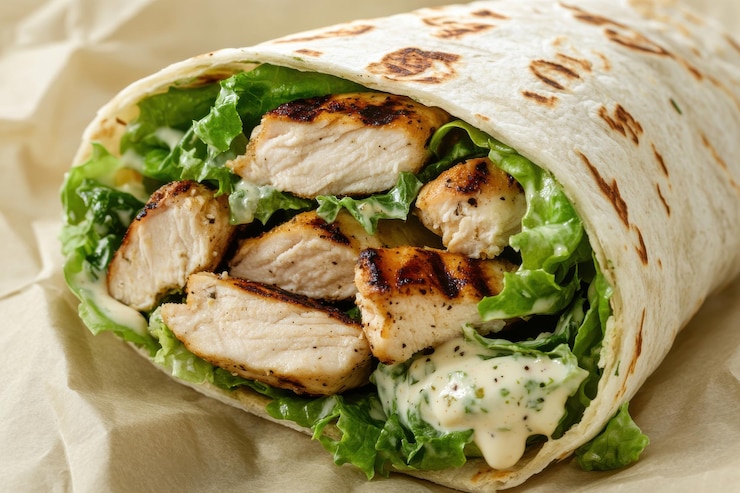 Photo delicious grilled chicken wrap perfect for healthy meals and quick snacks