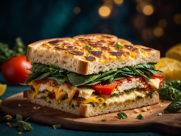 Delicious Grilled Foccacia Sandwich crispy crust savory aroma of grilled bread mingles with cheese