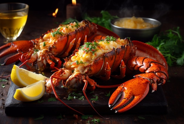 Delicious grilled lobster ready to eat generative ai
