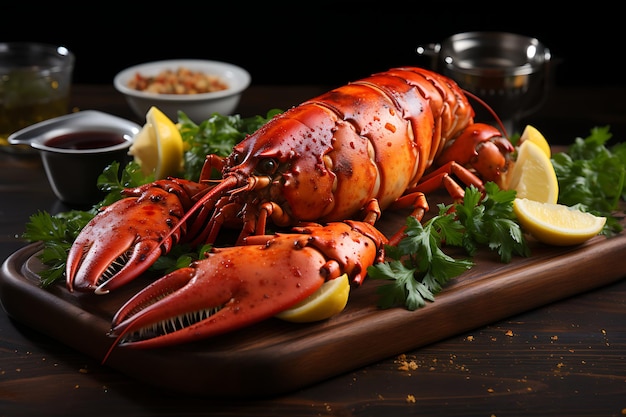 Delicious grilled lobster ready to eat