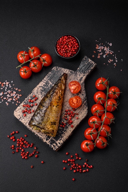 Delicious grilled ocean mackerel with salt spices and herbs