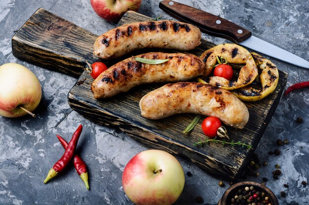 Delicious grilled sausages