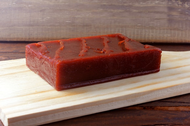 Delicious Guava candy on a wooden board