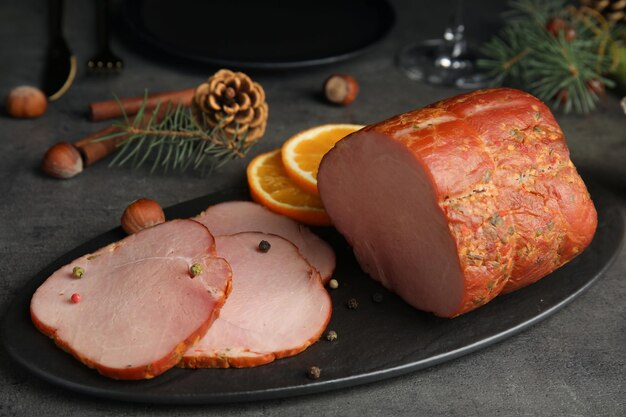 Premium Photo | Delicious ham served on table christmas dinner